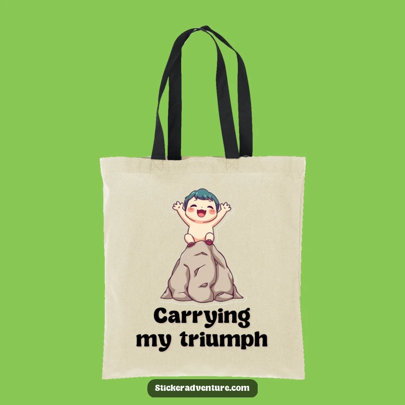 Funny Climbing Character Tote Bag: Carry Your Victories, Practical Gift
