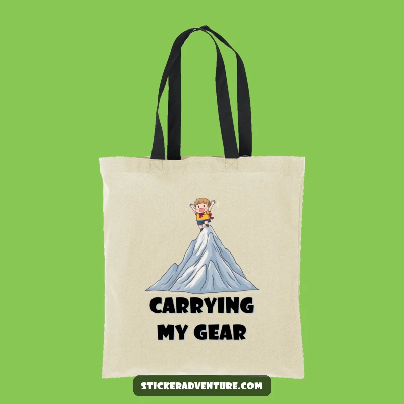 Funny Mountain Climber Tote Bag: Joyful Peak Pose, Practical & Funny!