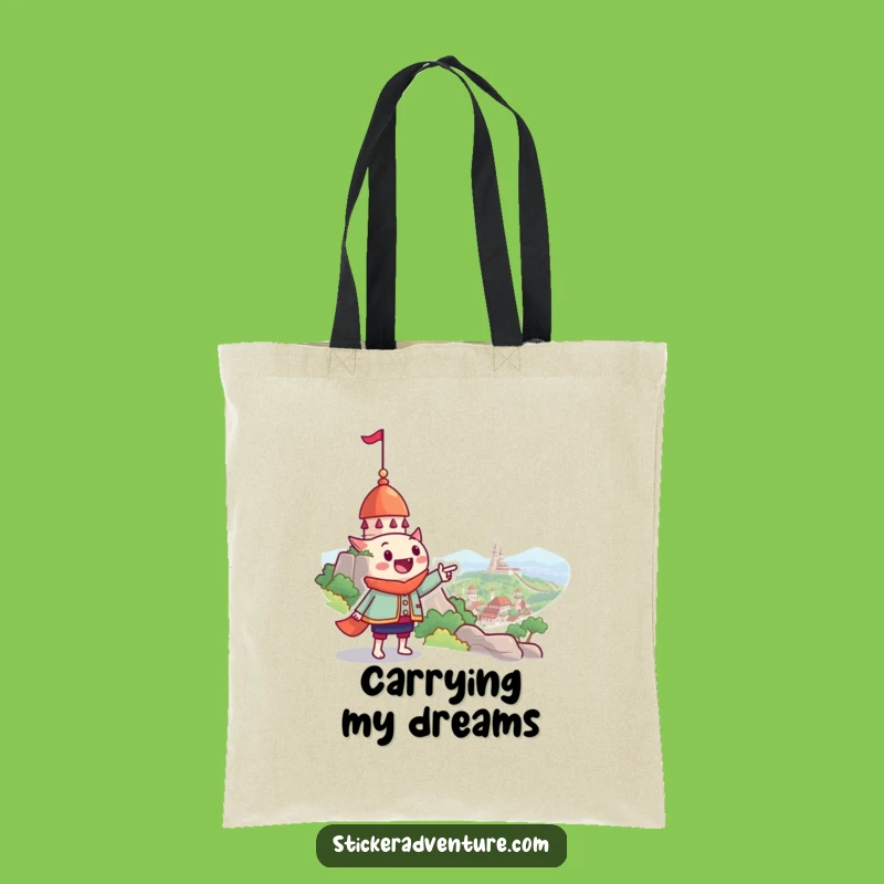 Funny Whimsical Landmark Pointing Tote Bag - Carry Your Dreams