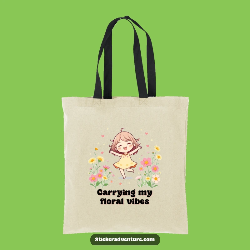 Funny Wildflower Dancer Tote Bag: Cheerful Character's Blooming Fun, Practical Funny Gift